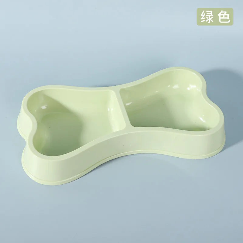 Macaron Bone Shaped Double Pet Bowls Food Water Feeder Dish Durable Non Slip Puppy Cat Feeding Supplies