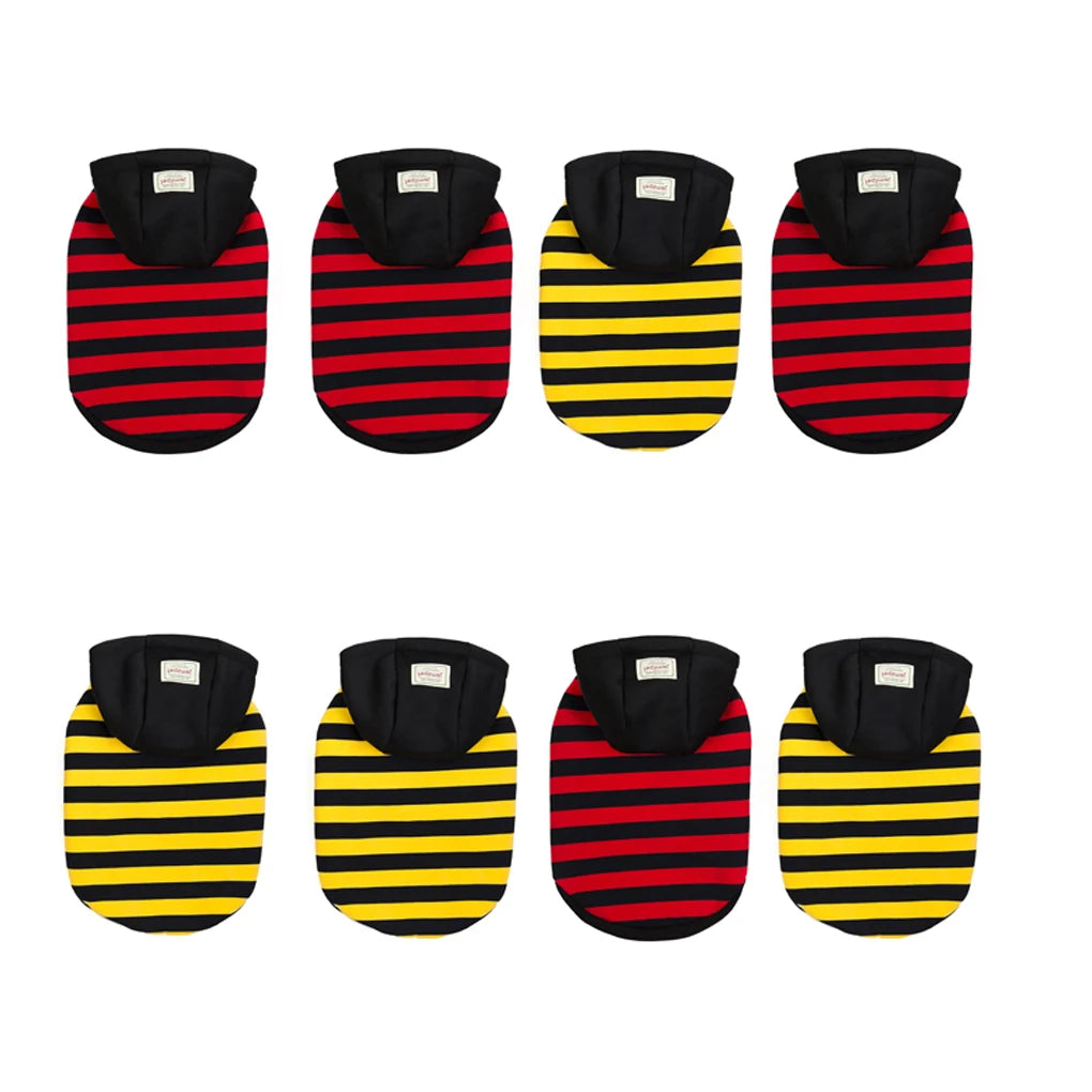 Dog Striped Hoodie Bulldog Clothes Sweatshirt Fashion Warm Coat Red