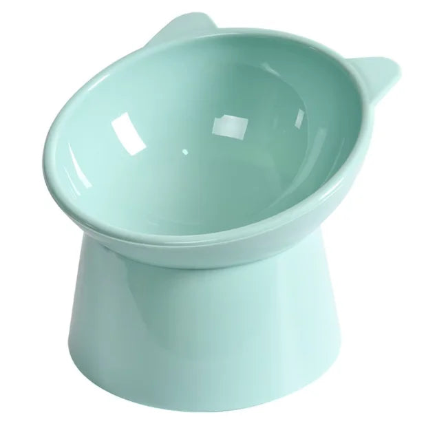 Elevated Cat Bowls Set with Cat-Ear Shape, Raised Heavy-Duty Feeder with Anti-Slip Base & Comfort Neck Design for Indoor Cats