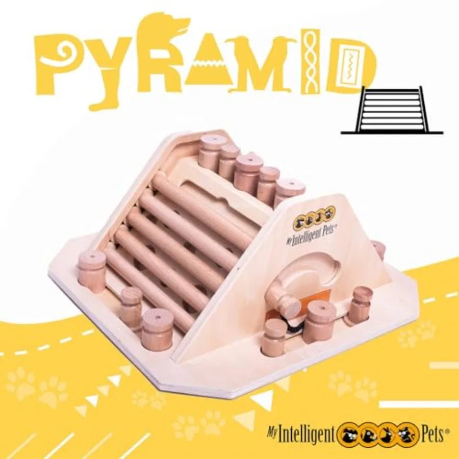 Pyramid - Brain Game for Dogs Interactive Wooden Puzzle Toy for Mental Stimulation Boredom Buster for Smart and Active Dogs
