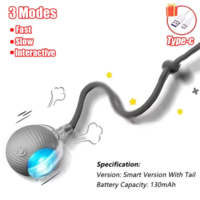 Automatic Interactive Cat Ball, Smart Self-Play Toy with Long Lasting Battery, Chew Proof for Cats Kittens