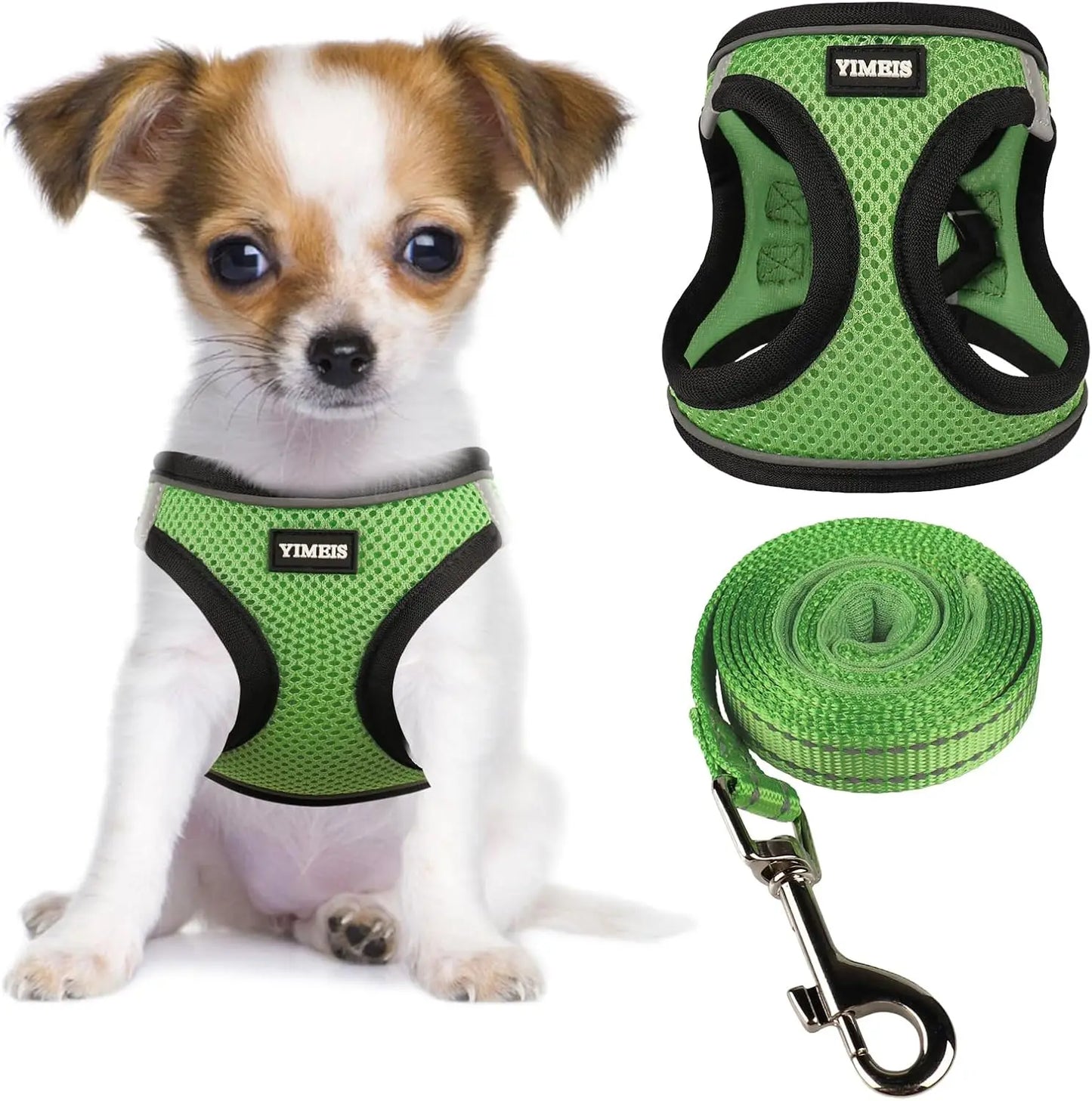 No Pull Soft Mesh Dog Harness and Leash Set, Reflective Adjustable Vest for Small Medium Large Dogs, Pink X-Small