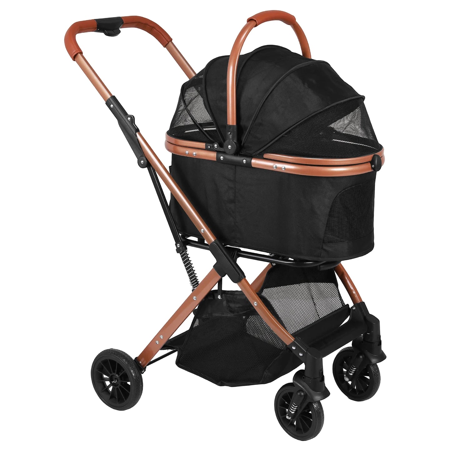 Puppy Cage Jogger Stroller All Terrain 4 Wheels Foldable Travel Jogger Foldable & Ventilated with Sun Shades for Jogging Running
