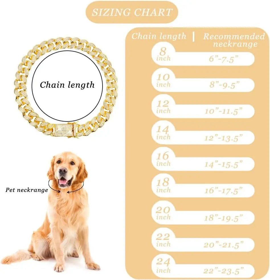 Cuban Chain Dog Collar Stainless Steel Adjustable Safety Buckle Walking Collar for Small Medium Breeds - Barking & Purrfectly Happy