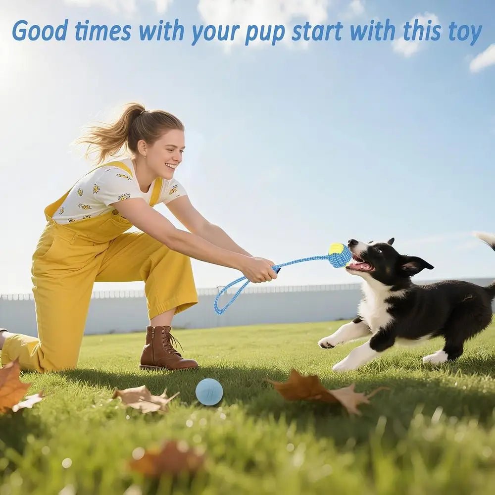 20 Pack Puppy Chew Toys - Blue Dog Teething Toys for Puppies, Teething Rings and Ropes, Rubber Toy Bundle for Small Dogs, Cute I - Barking & Purrfectly Happy
