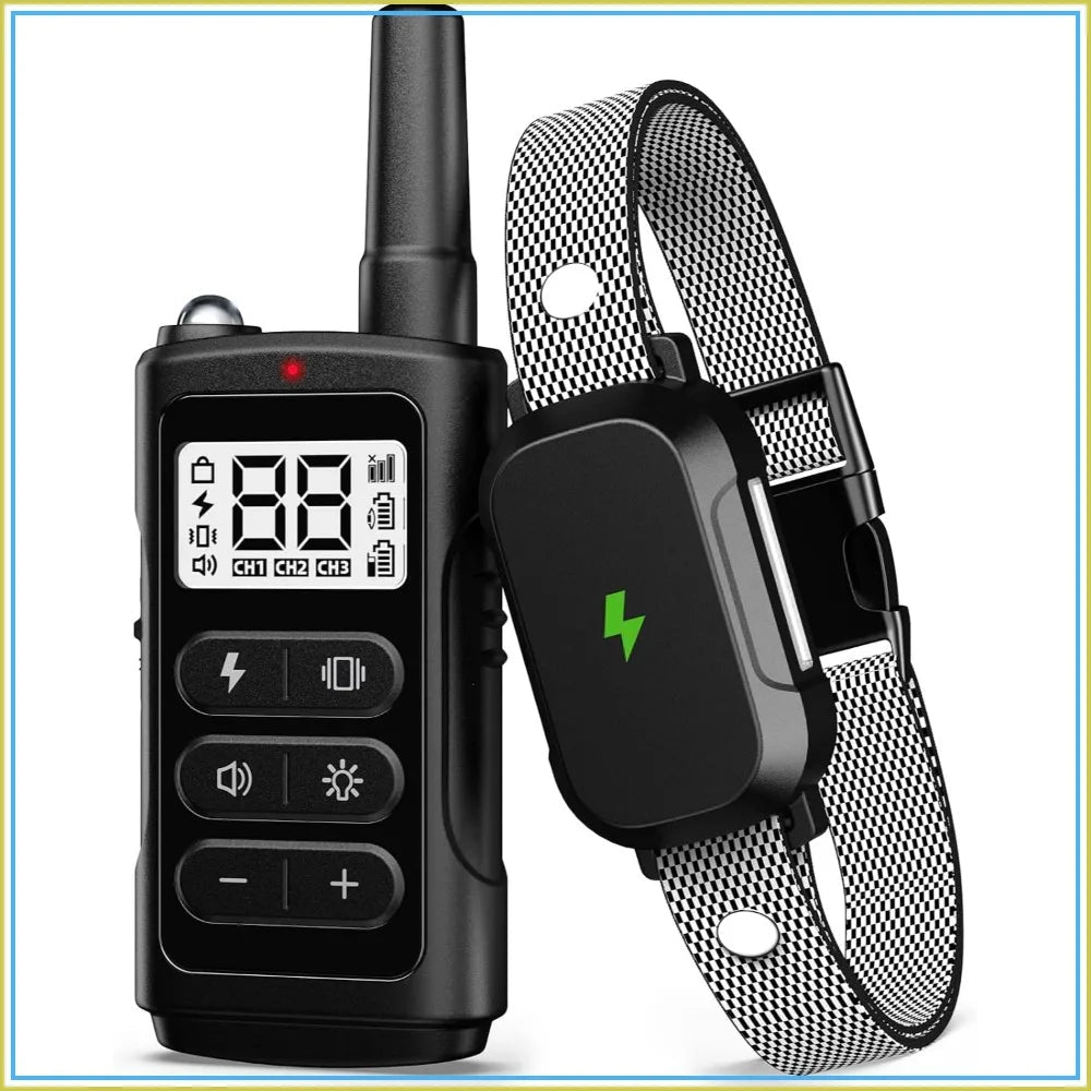 3300Ft Remote Electronic Training Collar for Dogs, 4 Modes, Rechargeable, IPX7 Waterproof - Barking & Purrfectly Happy