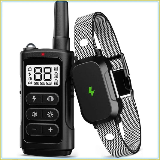 3300Ft Remote Electronic Training Collar for Dogs, 4 Modes, Rechargeable, IPX7 Waterproof - Barking & Purrfectly Happy