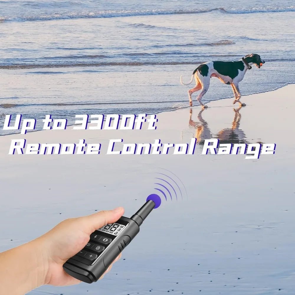3300Ft Remote Electronic Training Collar for Dogs, 4 Modes, Rechargeable, IPX7 Waterproof - Barking & Purrfectly Happy