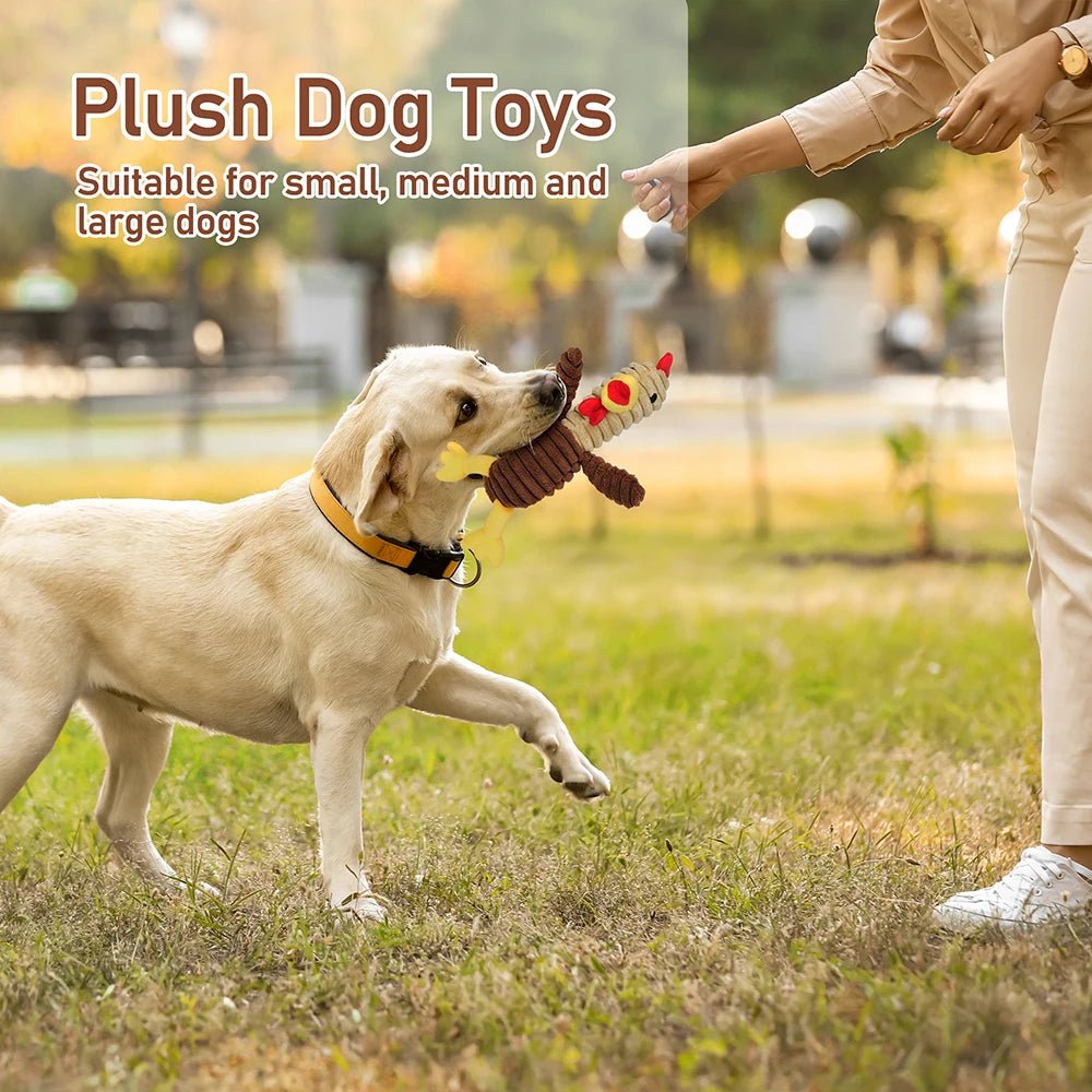 5 Pack Dog Toys Plush Dog Squeaky Toys, Assortment Value Bundle Animal Pet Toy for Small Medium Large Dogs, Stuffed Puppy Chew - Barking & Purrfectly Happy