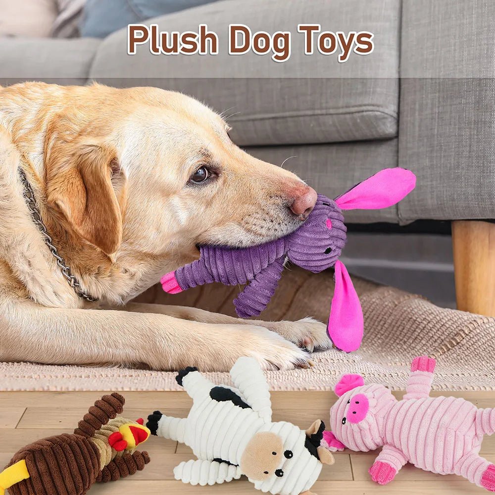 5 Pack Dog Toys Plush Dog Squeaky Toys, Assortment Value Bundle Animal Pet Toy for Small Medium Large Dogs, Stuffed Puppy Chew - Barking & Purrfectly Happy