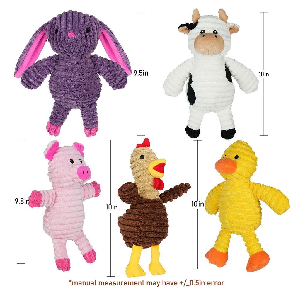 5 Pack Dog Toys Plush Dog Squeaky Toys, Assortment Value Bundle Animal Pet Toy for Small Medium Large Dogs, Stuffed Puppy Chew - Barking & Purrfectly Happy