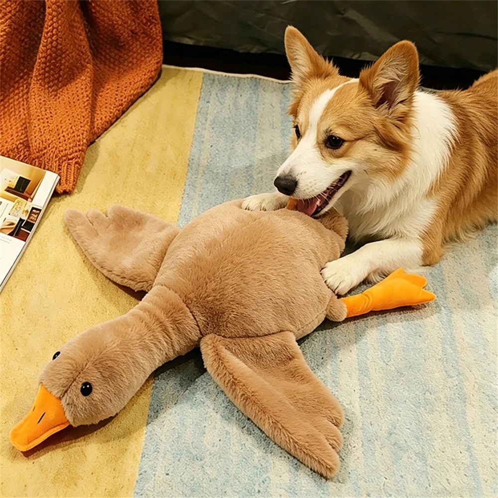 50cm Goose Plush Toy Soft Stuffed Pillow Cats Dogs Relax Pet Companion Anxiety-Relieving Dog Buddy Energy Release Gift for Pets - Barking & Purrfectly Happy