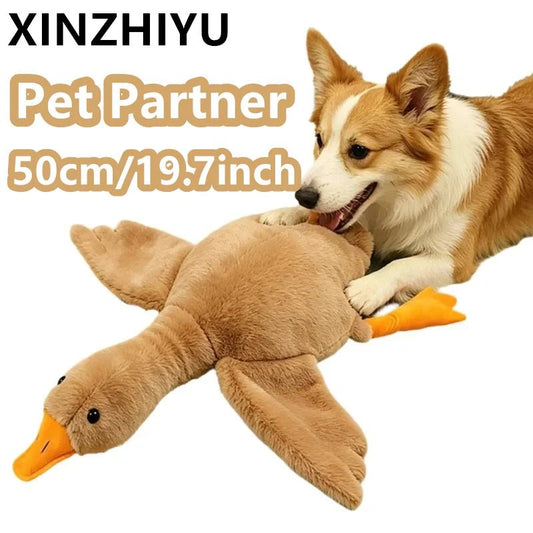 50cm Goose Plush Toy Soft Stuffed Pillow Cats Dogs Relax Pet Companion Anxiety-Relieving Dog Buddy Energy Release Gift for Pets - Barking & Purrfectly Happy