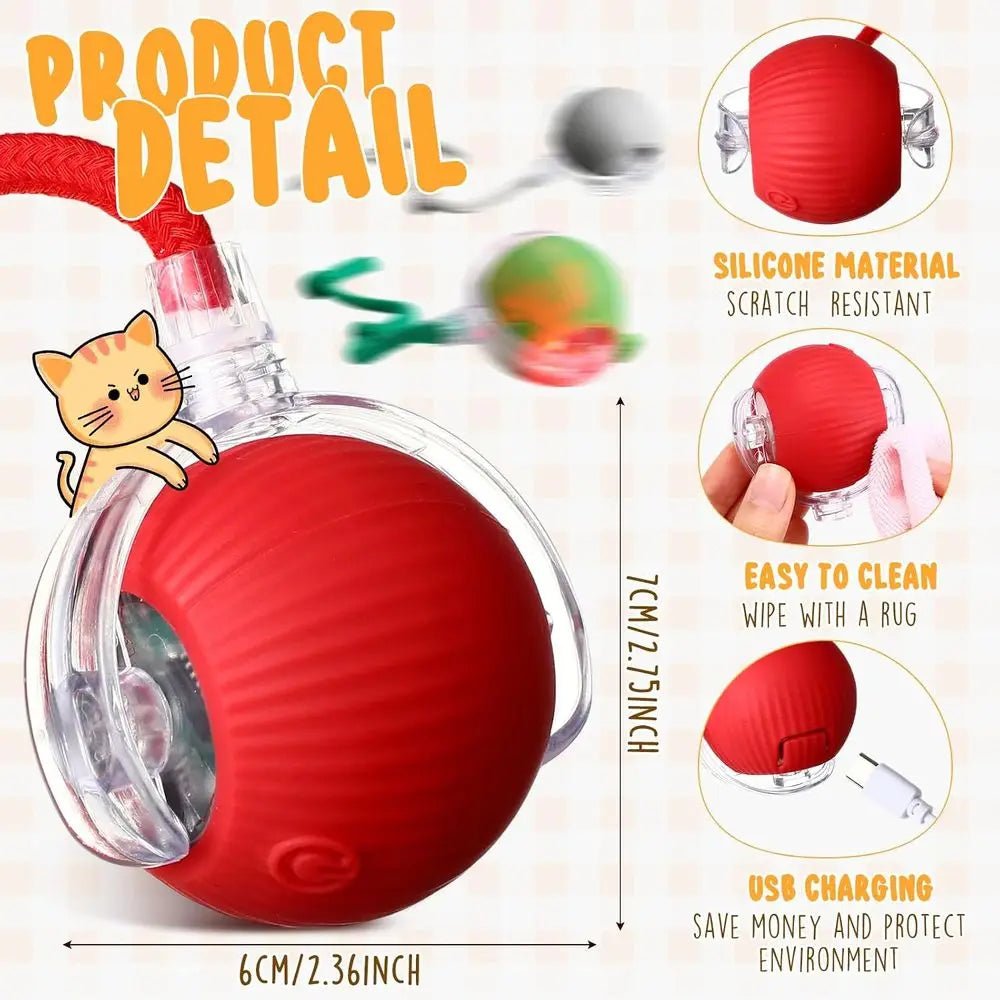 6 Pack Interactive Cat Ball Toy 360° Automatic New Interactive Rolling Ball Rechargeable Gifts for Cat Dog Lovers Indoor Exercis - Barking & Purrfectly Happy