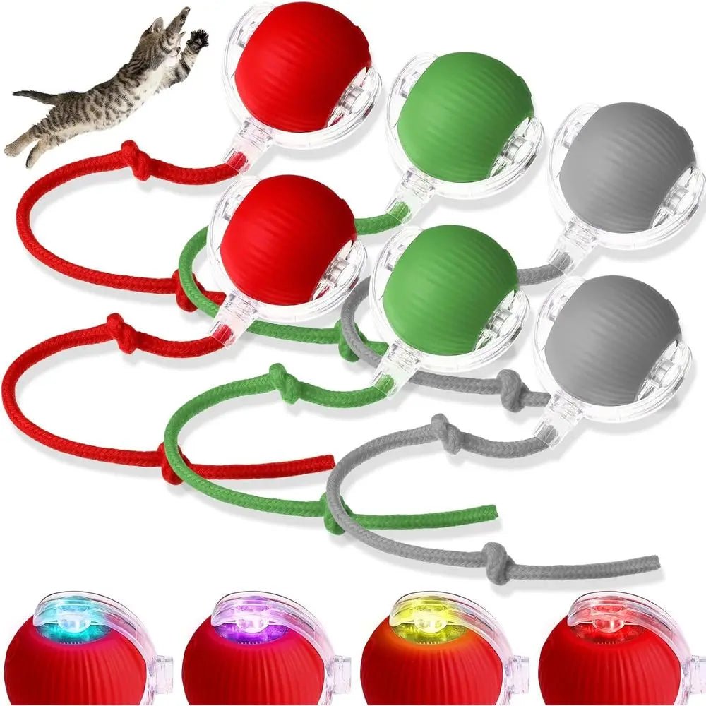 6 Pack Interactive Cat Ball Toy 360° Automatic New Interactive Rolling Ball Rechargeable Gifts for Cat Dog Lovers Indoor Exercis - Barking & Purrfectly Happy