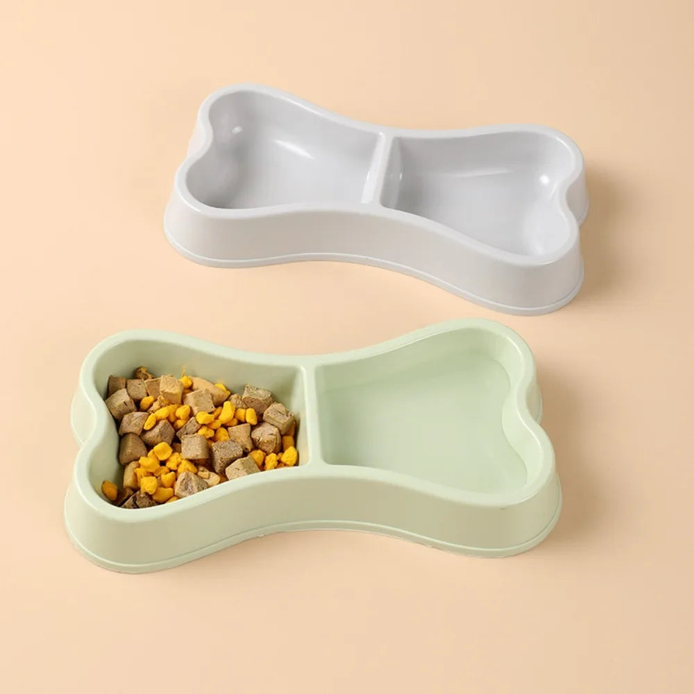 Macaron Bone Shaped Double Pet Bowls Food Water Feeder Dish Durable Non Slip Puppy Cat Feeding Supplies