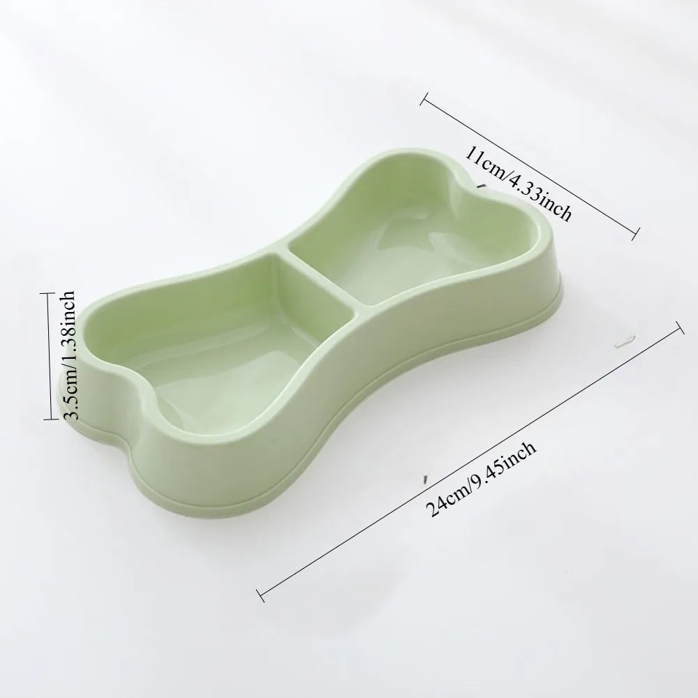 Macaron Bone Shaped Double Pet Bowls Food Water Feeder Dish Durable Non Slip Puppy Cat Feeding Supplies