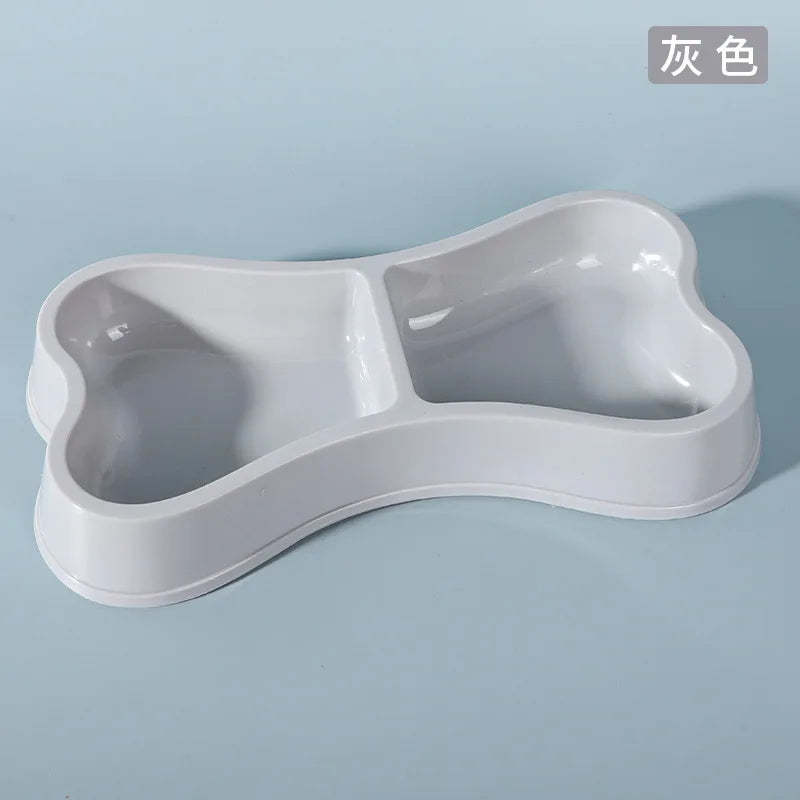 Macaron Bone Shaped Double Pet Bowls Food Water Feeder Dish Durable Non Slip Puppy Cat Feeding Supplies