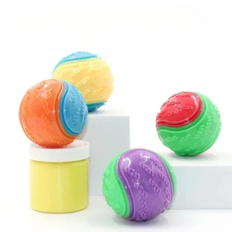 Squeaky Balls for Dogs 6 Pack Interactive TPR Chew Toys Dental Cleaning Puppy Toys for Aggressive Chewers Durable Dog Teething