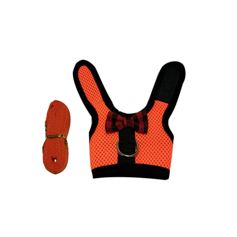 Small Animal Outdoor Walking Harness and Leash Set Cute Clothes for Puppy Kitten Pigs Bunny Chinchillas Necklace Rabbit Vest