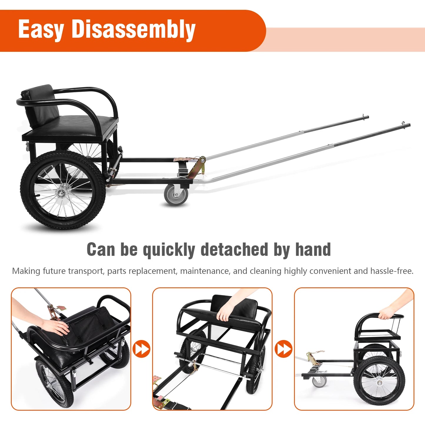 Dog Carts for Owners To Take Pets To Shopping Dogs Pulling Stroller Cart W/ Seat 40-60KG Double Brake
