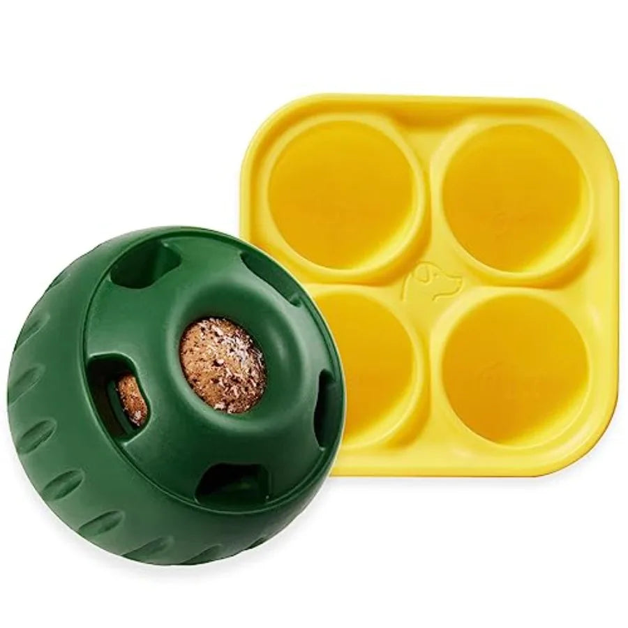 Pupsicle and Treat Tray - Long-Lasting Interactive Dog Ball Toy and Silicone Dog Treat Mold - Keep Your Pup Busy - Easy to Clea