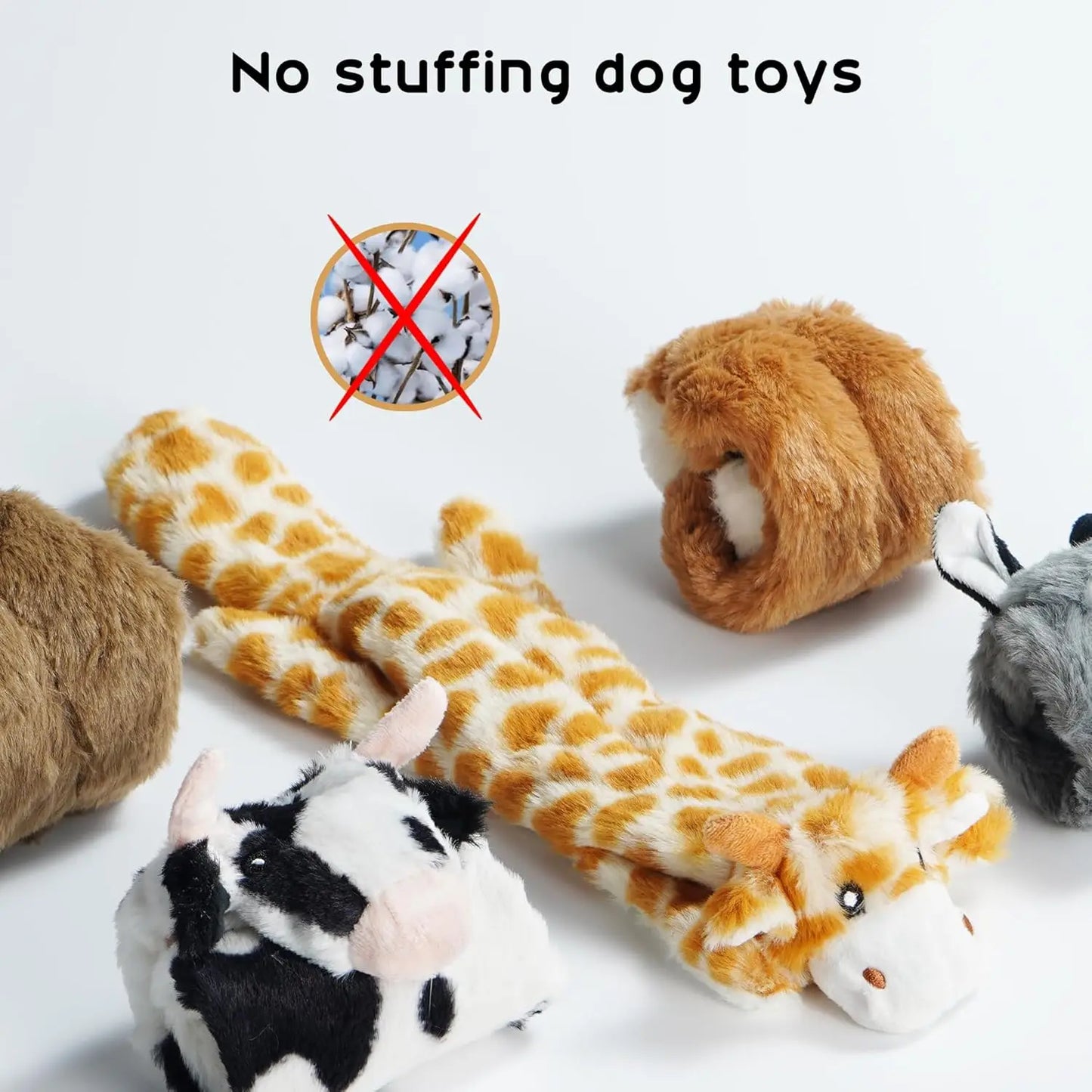 Dog Squeaky Toys, 5 PCS Crinkle Plush Dog Toys, No Stuffing Dog Toys for Small Medium Large Dogs, Stuffless Puppy Toys for Bored