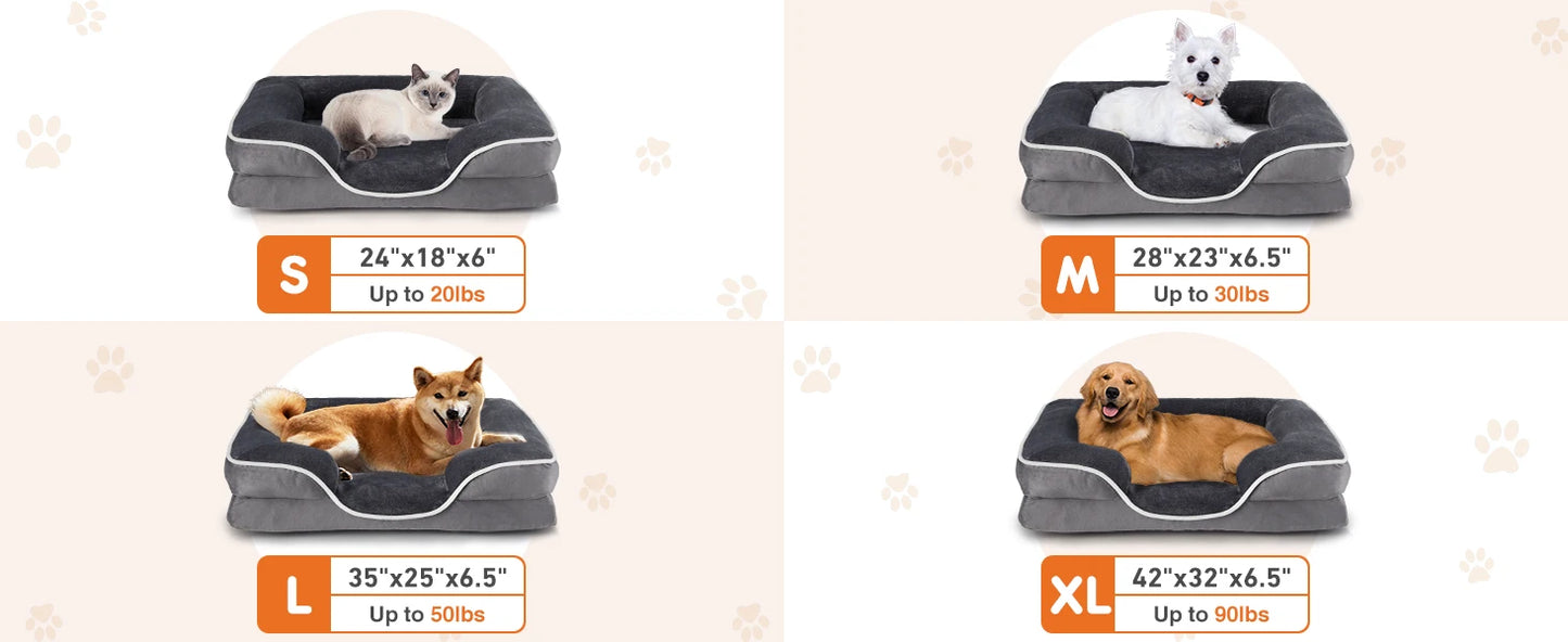 JHK Orthopedic Dog Bed Memory Foam Pet Bed for Small Dogs & Cats with Washable Removable Cover Non-Slip Base Waterproof Liner
