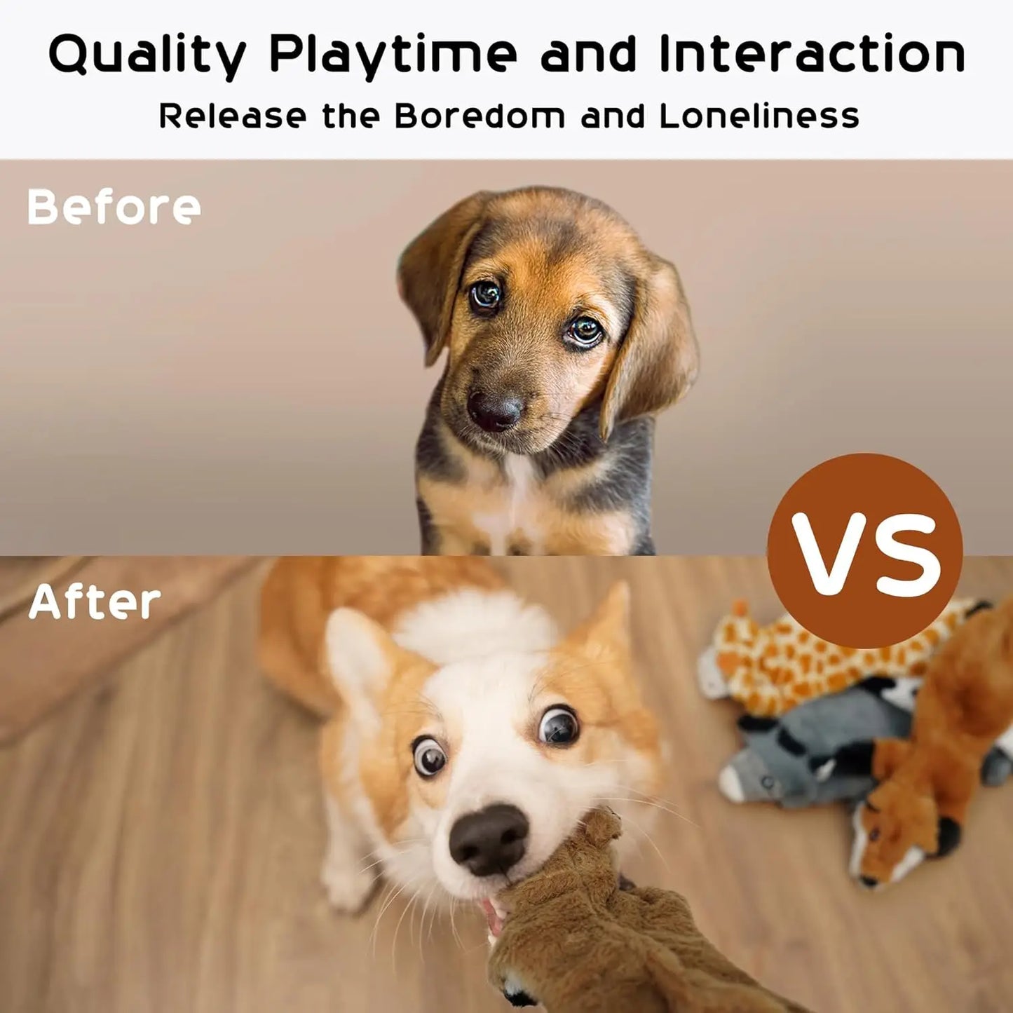 Dog Squeaky Toys, 5 PCS Crinkle Plush Dog Toys, No Stuffing Dog Toys for Small Medium Large Dogs, Stuffless Puppy Toys for Bored