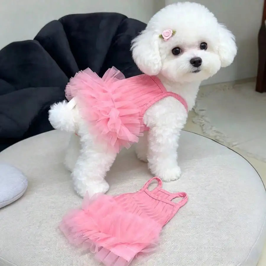 1pc Dog Pink Tutu Clothes Valentine Day Dresses Small Doggy Pet Sweet Outdoor Birthday Party Festival Outfit
