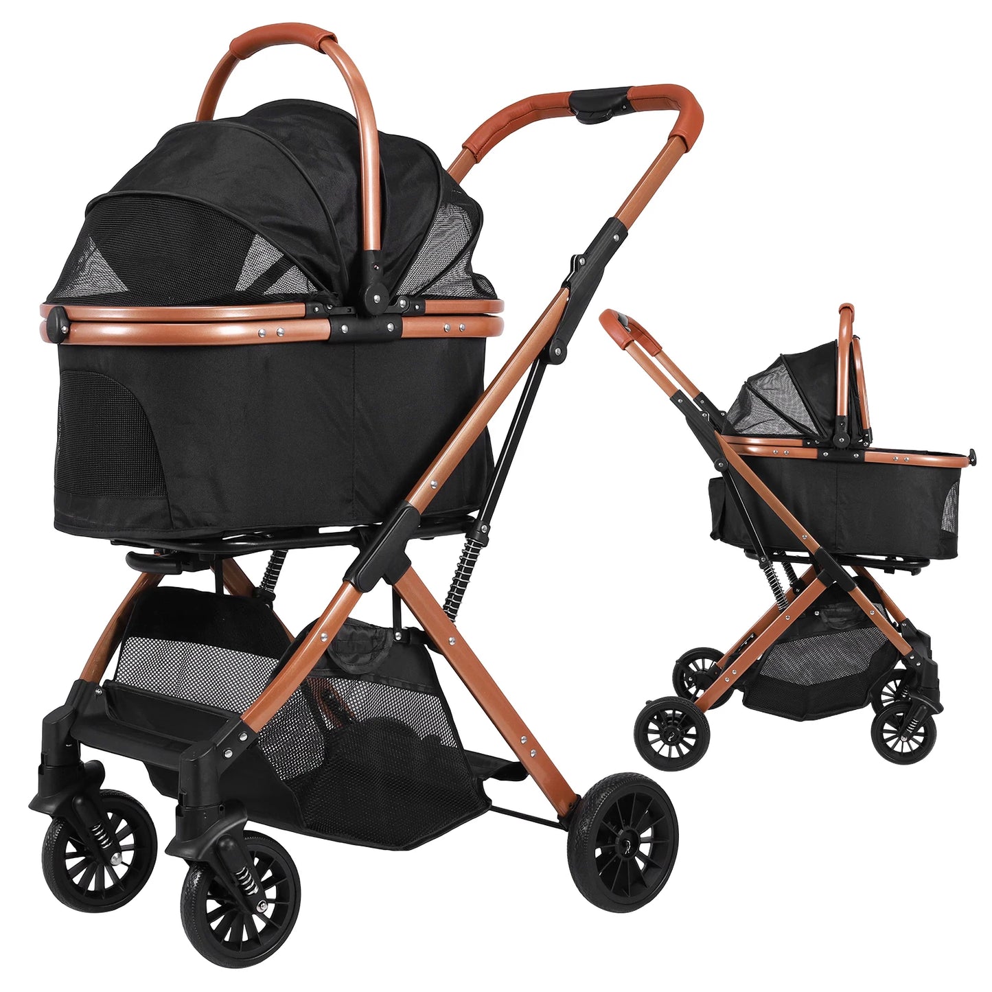 Puppy Cage Jogger Stroller All Terrain 4 Wheels Foldable Travel Jogger Foldable & Ventilated with Sun Shades for Jogging Running