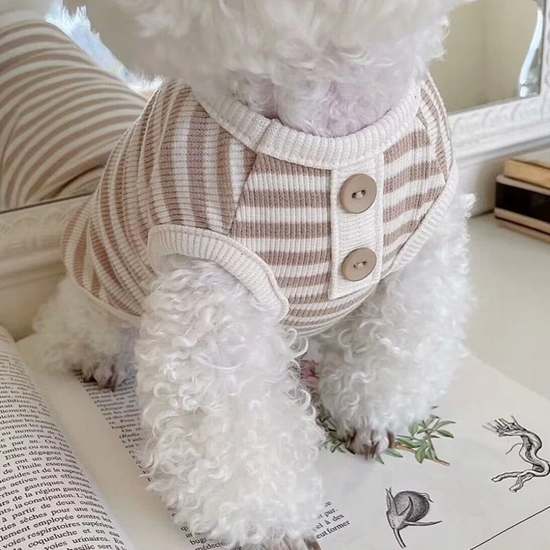 New Pet Dog Striped Sweatshirt Clothes for Small Puppy Summer Clothes Soft Cat Vest Bichon Chihuahua Costumes