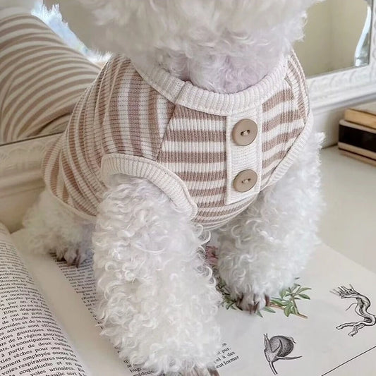New Pet Dog Striped Sweatshirt Clothes for Small Puppy Summer Clothes Soft Cat Vest Bichon Chihuahua Costumes