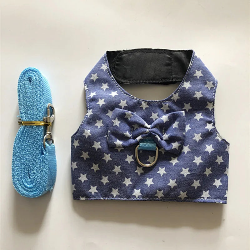 Small Animal Outdoor Walking Harness and Leash Set Cute Clothes for Puppy Kitten Pigs Bunny Chinchillas Necklace Rabbit Vest