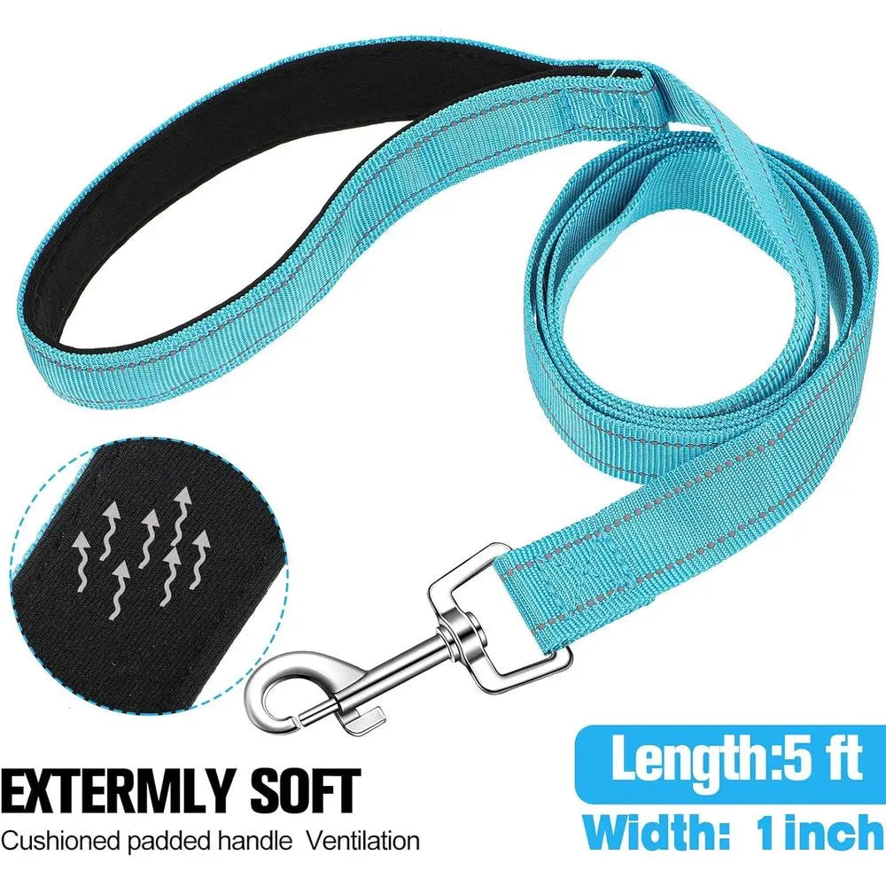 6 Pieces Dog Leash Bulk Medium Large Dog Heavy Duty Nylon Pack Dogs Leashes Padded Handle Double Sided Reflective Puppy Collar W