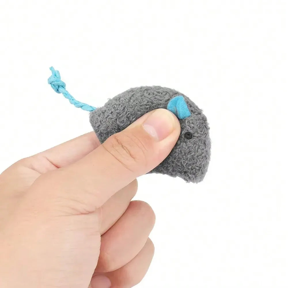 1-10 Pieces Set Rattle Cat Mouse Toy Imitation Fur Cat Mouse Toy Interactive Cat Game Toy Indoor Cat Toy