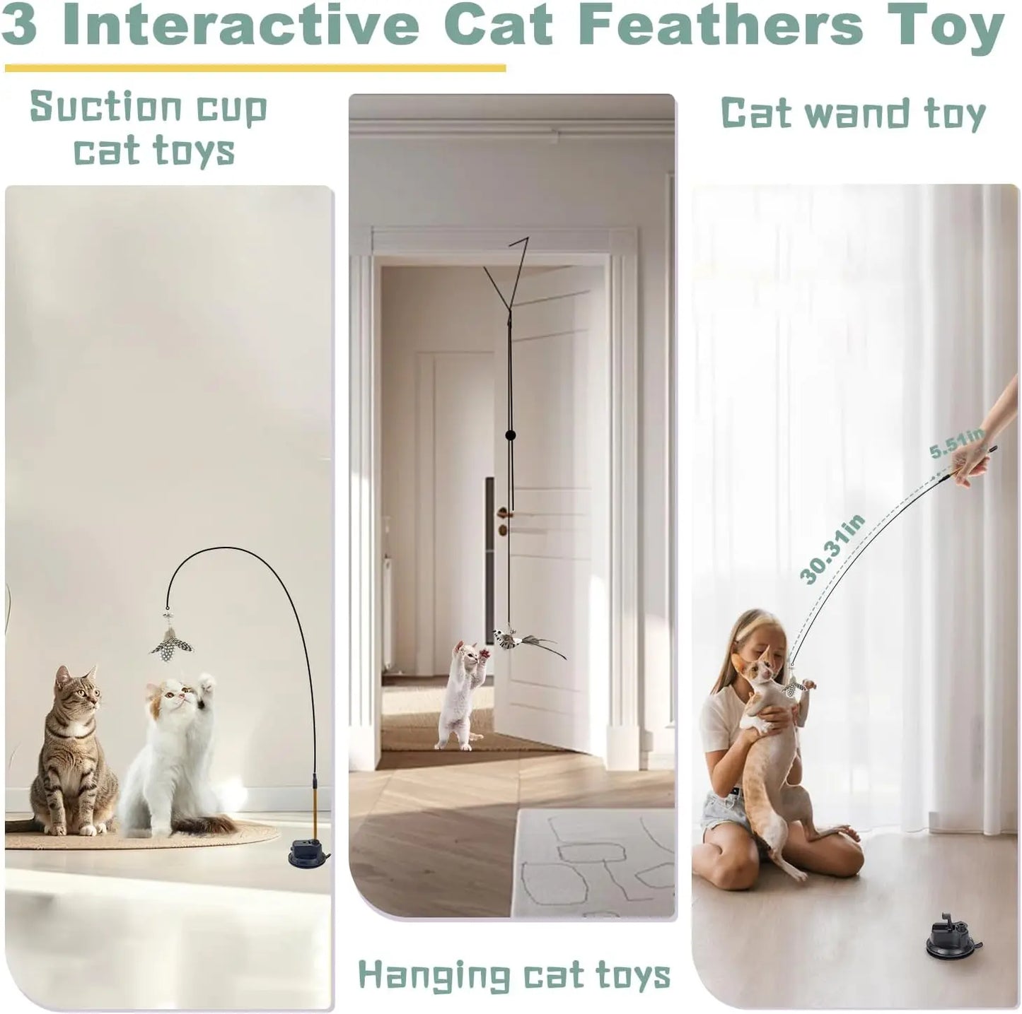 7-in-1 Interactive Cat Toy with Suction Cup, Silvervine Stick, Sisal Rope for Indoor Cats