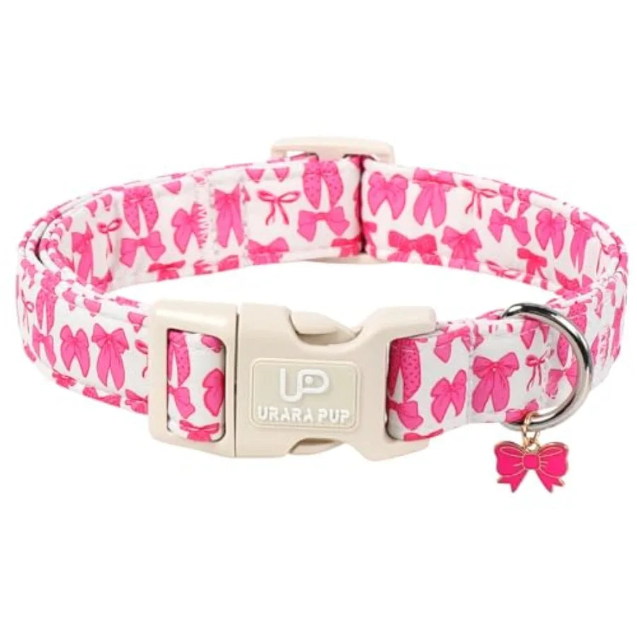 Peach Dog Collar, Summer Spring Cotton Dog Collar, Cute Fruit Pattern Adjustable Pink Pet Collar, Lightweight Durable Quick Rel