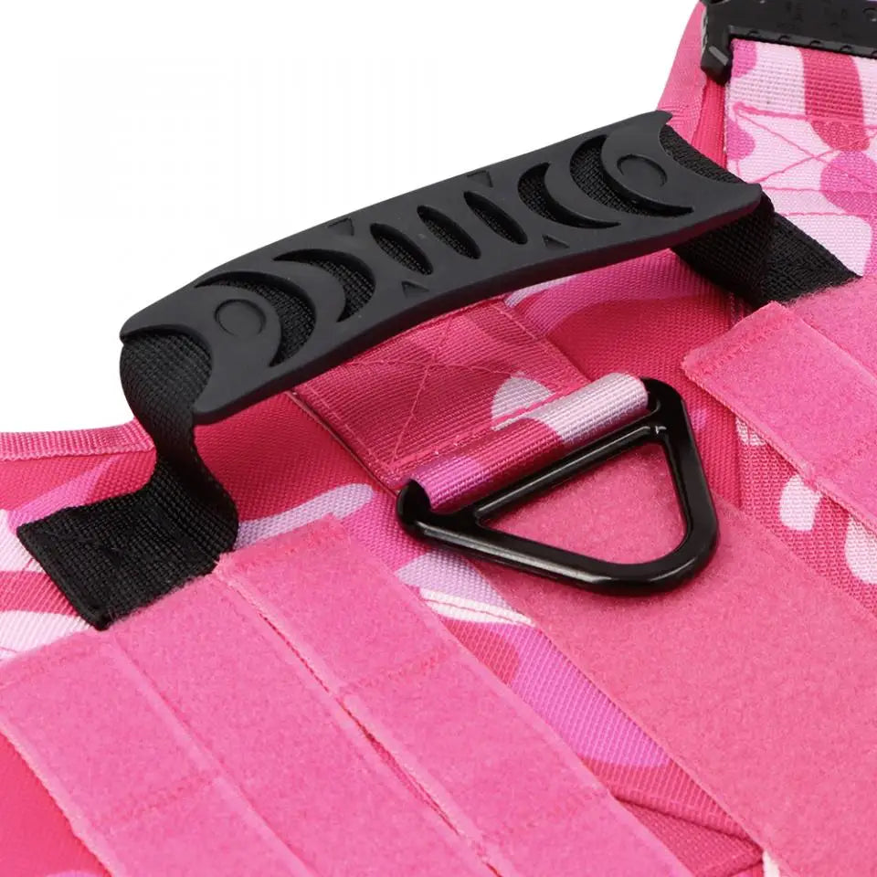 Pink Camo Dog Harness Service Dog Vest for Large Breed Dogs Adjustable Molle Vest Molle Vest with Patchs Hook and Loop Panel