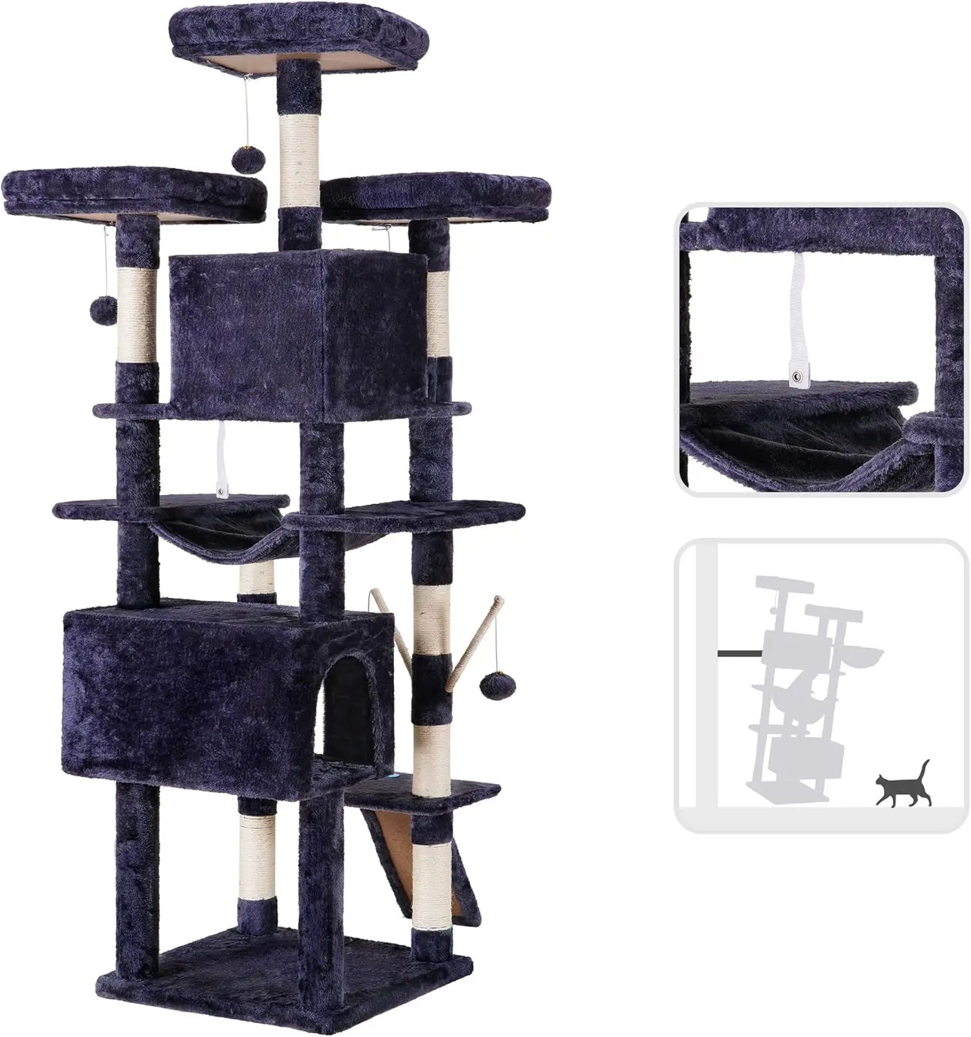 71-Inch XL Cat Tree with Multi-Level Perches, Scratching Posts, and Cozy Basket for Indoor Cats