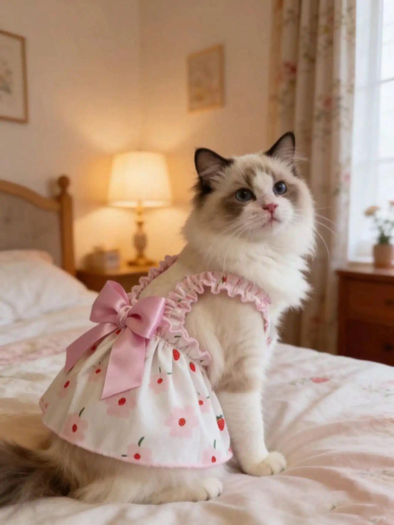 1pc Romantic Ditsy Floral Sleeveless Dress For Small Dogs & Cats, Breathable Lightweight Elegant Princess Style, Suitable For Spring & Summer