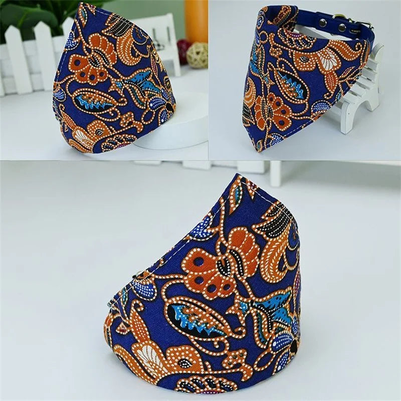 Japanese Style Sphynx Cat Collar for Cats Goats Flower Print Pet Collars with Bandanas Chinchilla mascotas Accessories Scarves