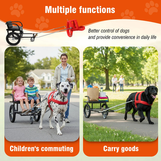 Dog Carts for Owners To Take Pets To Shopping Dogs Pulling Stroller Cart W/ Seat 40-60KG Double Brake
