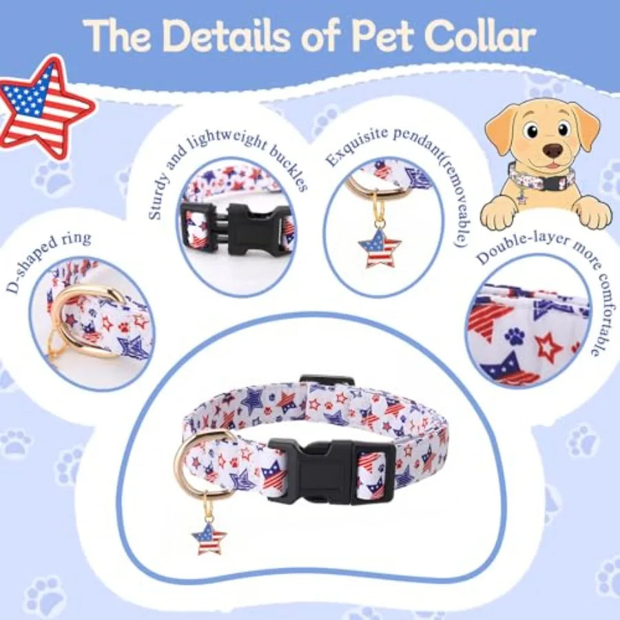 3 Pack Floral Dog Collars for Small Medium Female Dogs, Girl Dog Collar with Red Rose Flower, Summer Cute Adjustable Puppy Coll