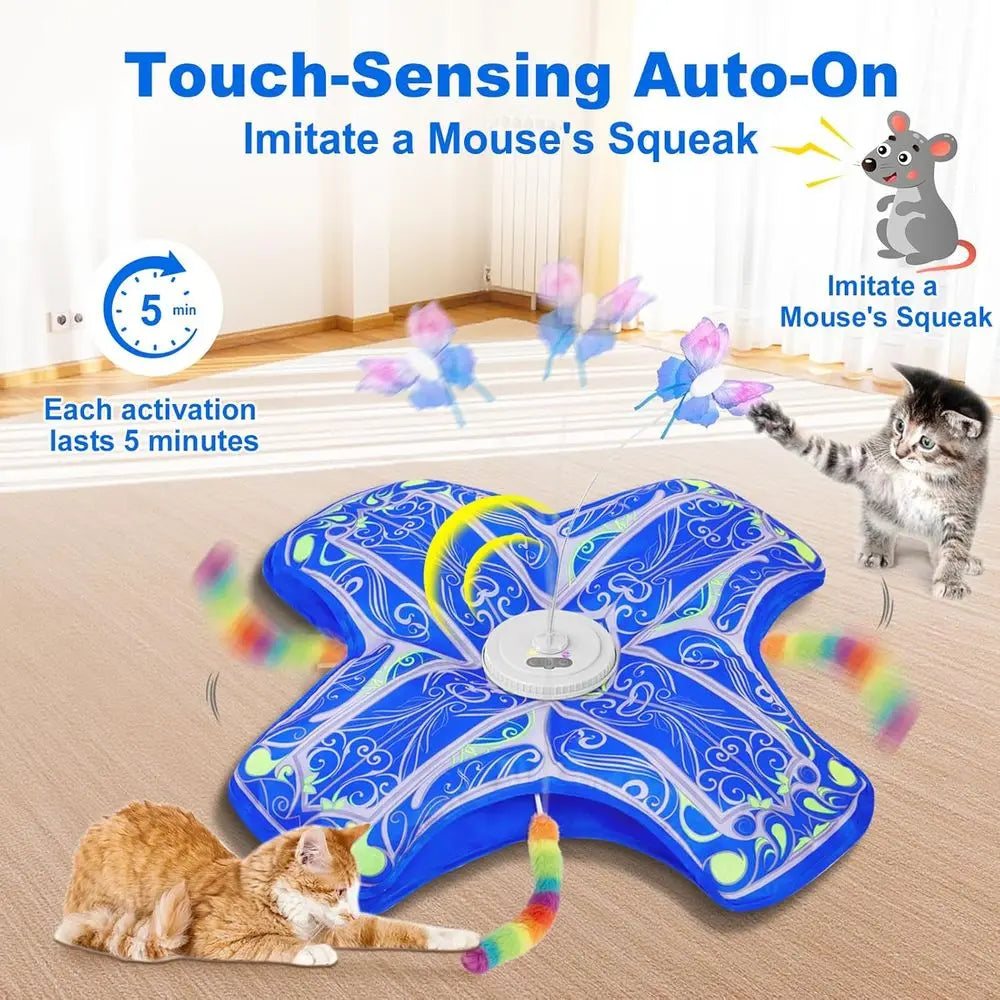 Interactive Cat Toys for Indoor Cats, Newly Upgraded Rechargeable Touch and Seek Kitten Toys to Combat Boredom in Adult Cats (Bl