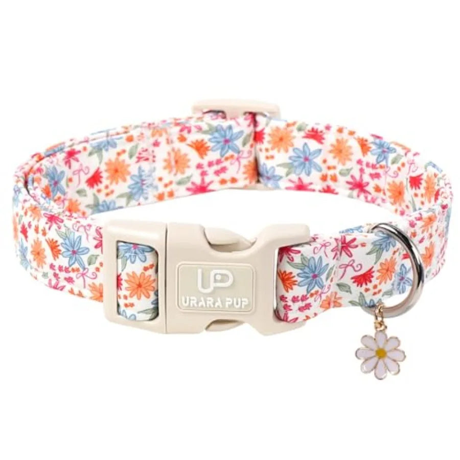 Peach Dog Collar, Summer Spring Cotton Dog Collar, Cute Fruit Pattern Adjustable Pink Pet Collar, Lightweight Durable Quick Rel