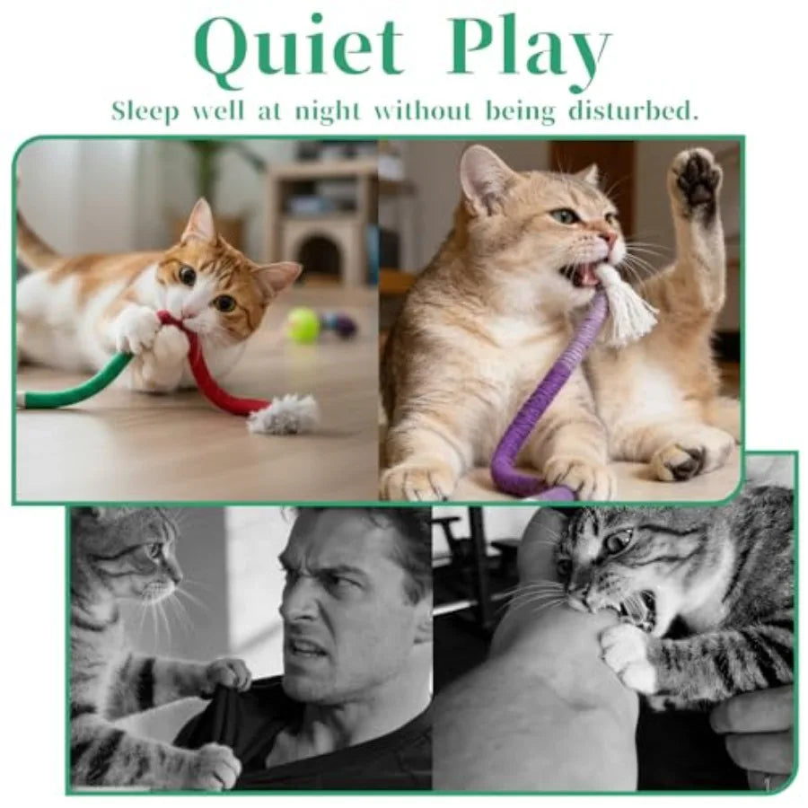 4 Pcs Cat Chew Rope Toy Interactive Kitten Teething Cleaning Toys Pet Transfer Chewing from Wires Safe Cotton String Kitty Kick