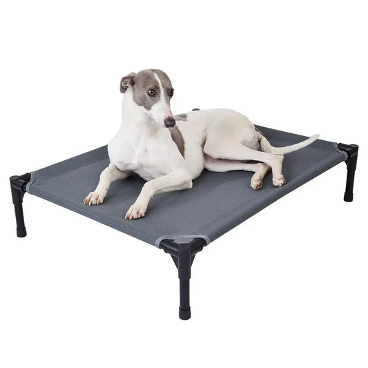 Elevated Outdoor Dog Bed Raised Cot for Large Dogs, Heavy Duty Pet Cots Waterproof, Cooling, Washable Breathable Teslin Mesh, Du