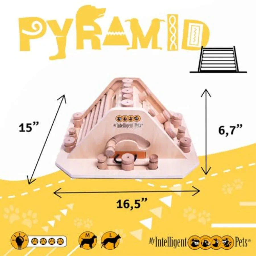 Pyramid - Brain Game for Dogs Interactive Wooden Puzzle Toy for Mental Stimulation Boredom Buster for Smart and Active Dogs