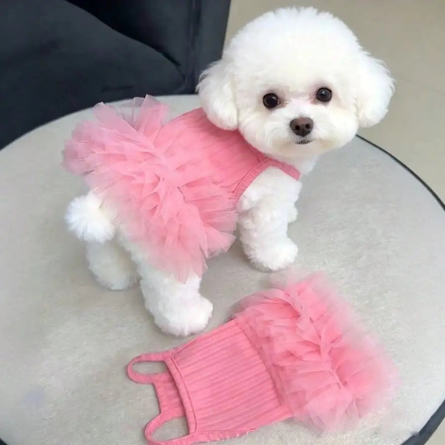 1pc Dog Pink Tutu Clothes Valentine Day Dresses Small Doggy Pet Sweet Outdoor Birthday Party Festival Outfit